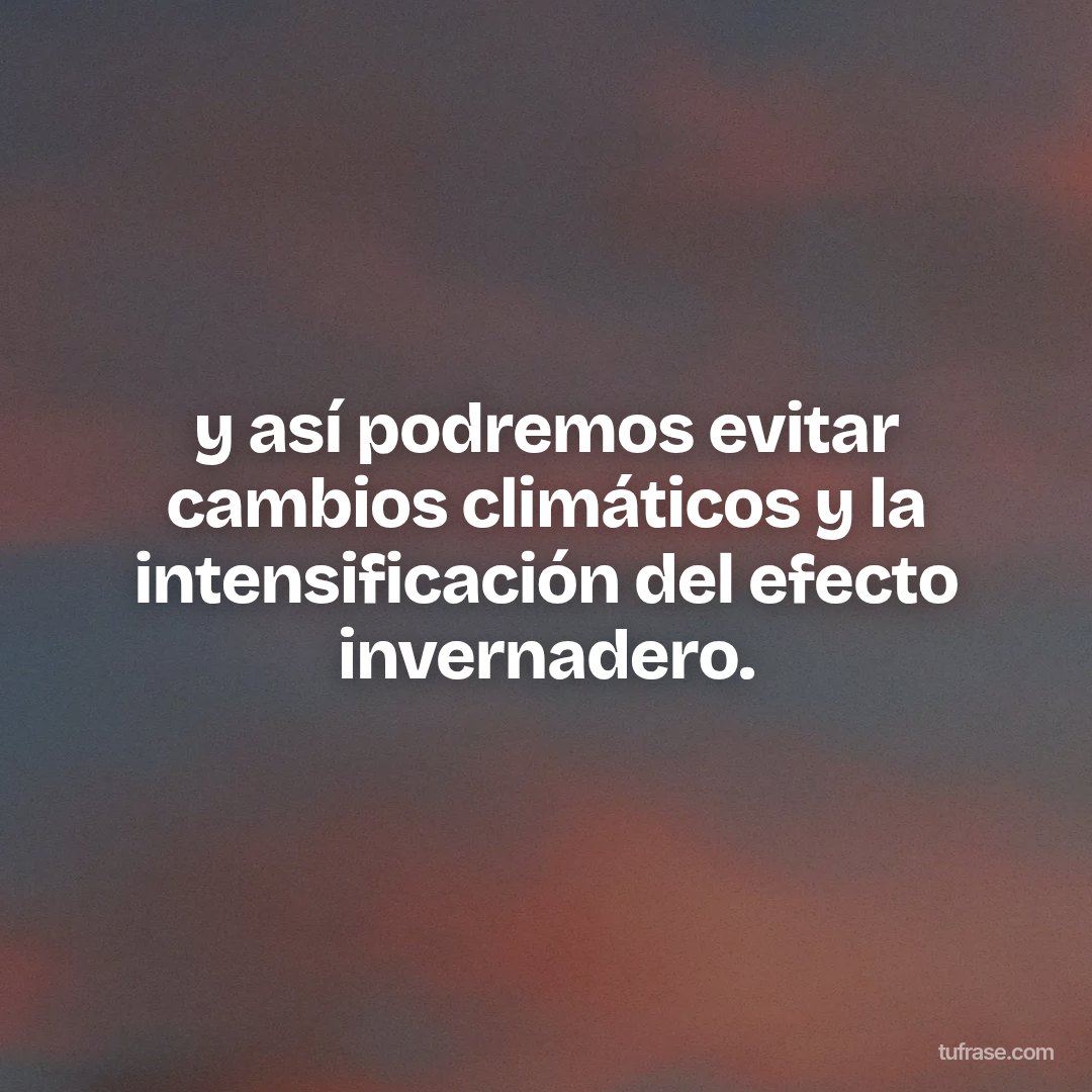 y así podremos evitar cambios climáticos y la intensificación del efecto invernadero.