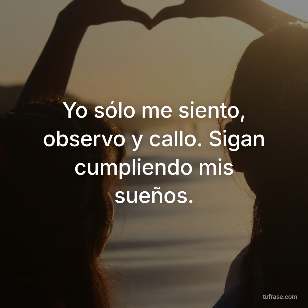 Yo sólo me siento, observo y callo. Sigan cumpliendo mis sueños.