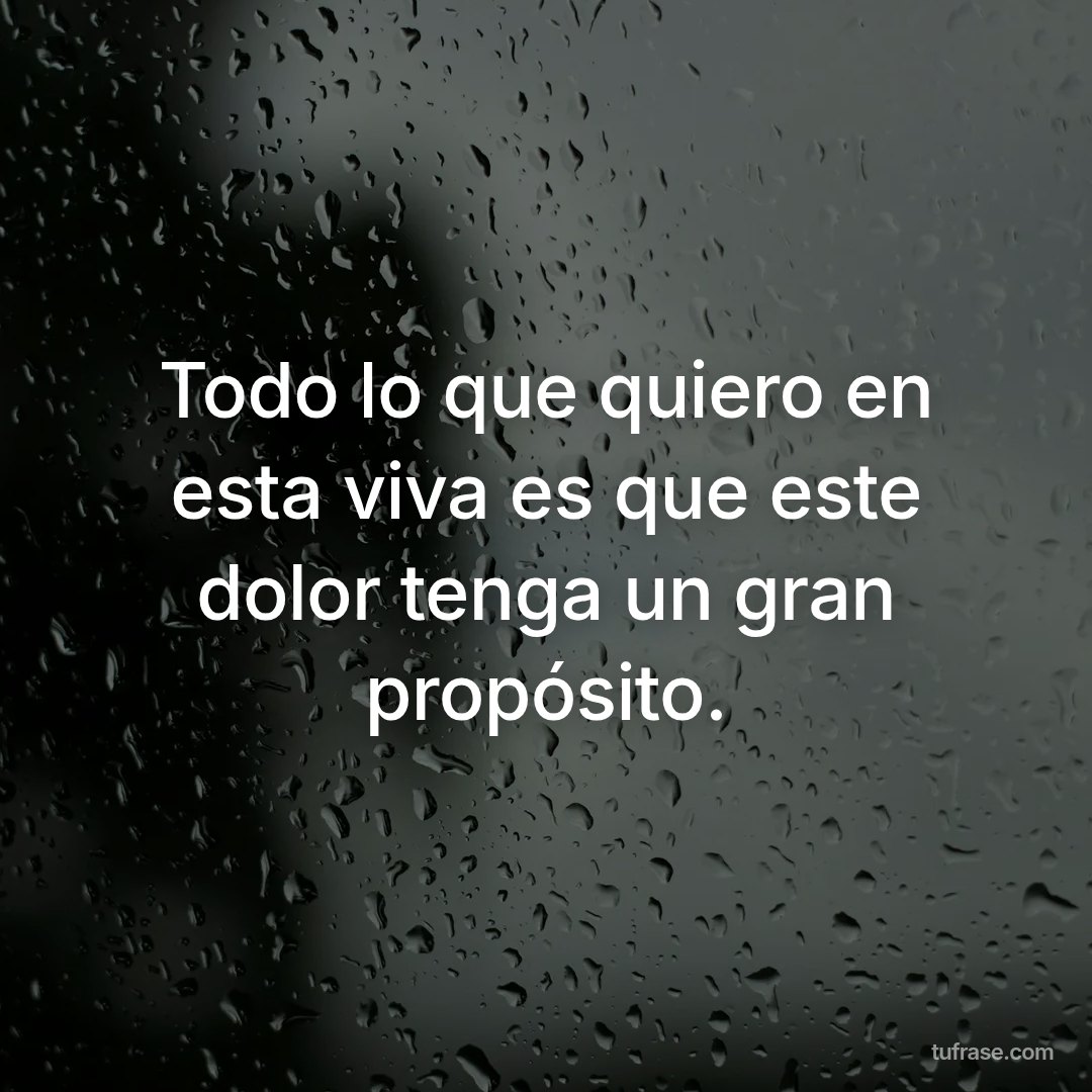Todo lo que quiero en esta viva es que este dolor tenga un gran propósito.