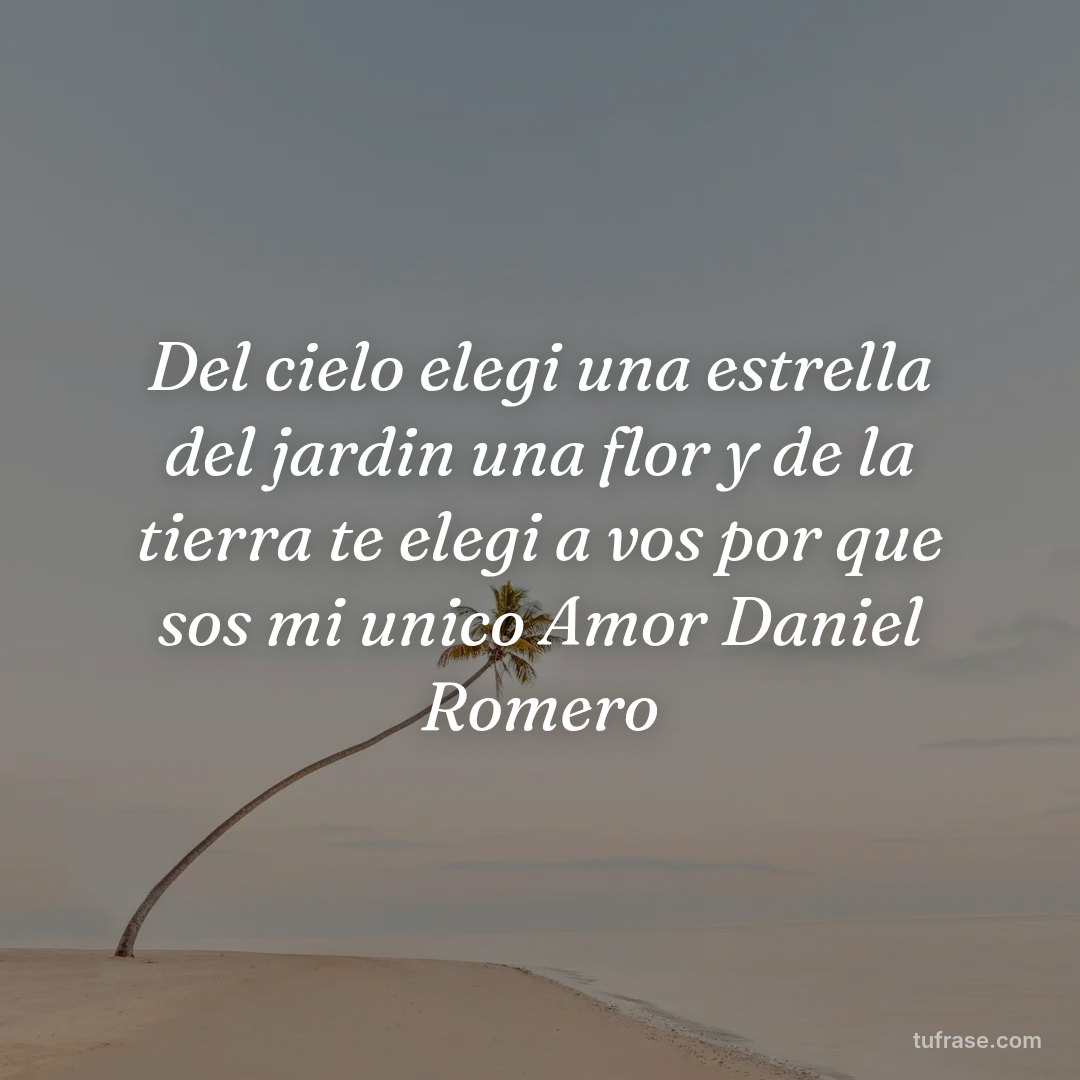 Del cielo elegi una estrella del jardin una flor y de la tierra te elegi a vos por que sos mi unico Amor Daniel Romero