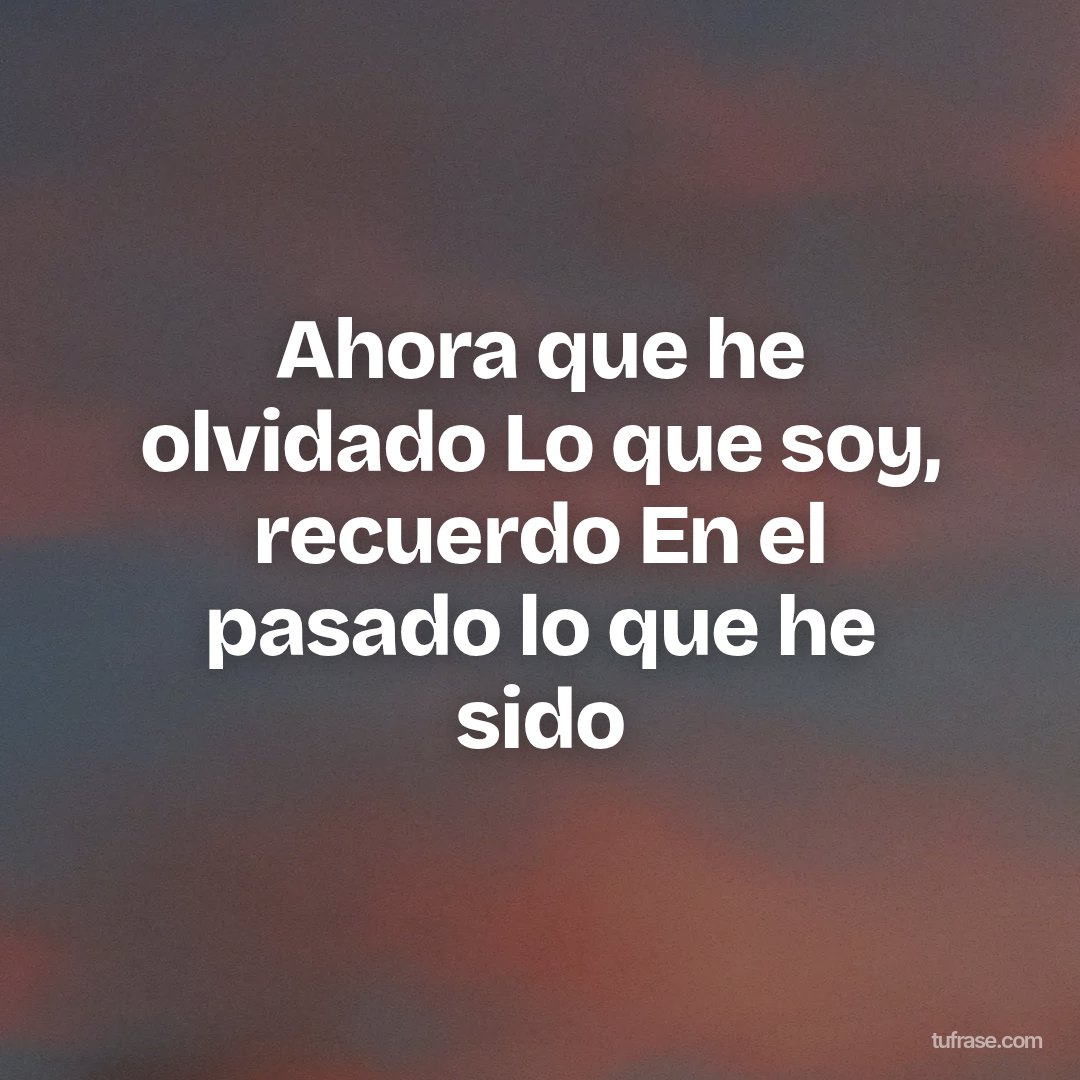 Ahora que he olvidado Lo que soy, recuerdo En el pasado lo que he sido