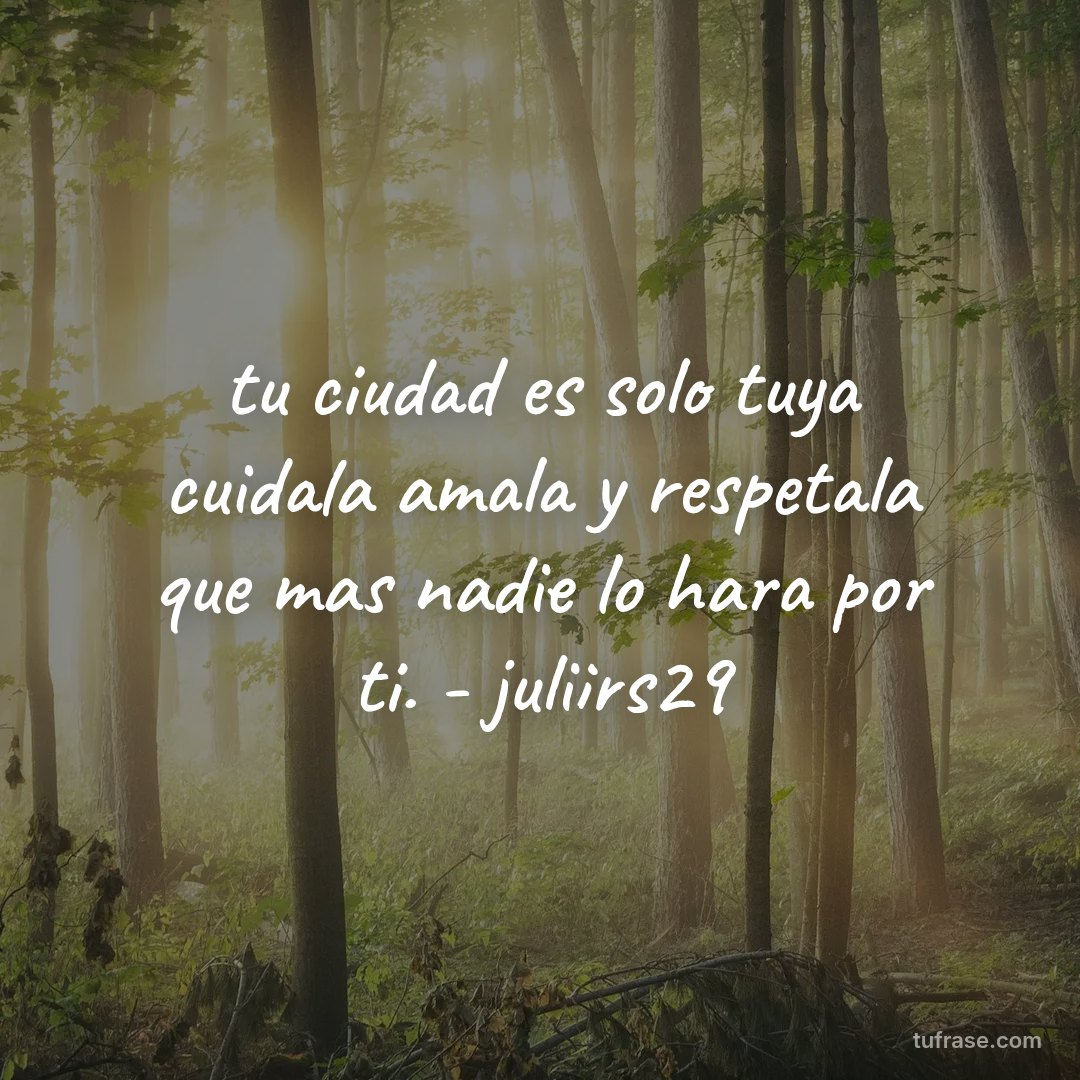 tu ciudad es solo tuya cuidala amala y respetala que mas nadie lo hara por ti. - juliirs29