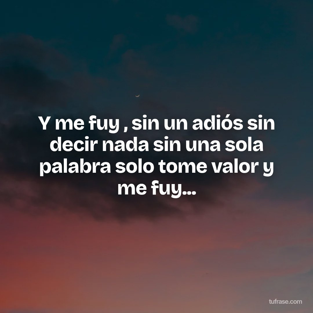 Y me fuy , sin un adiós sin decir nada sin una sola palabra solo tome valor y me fuy...