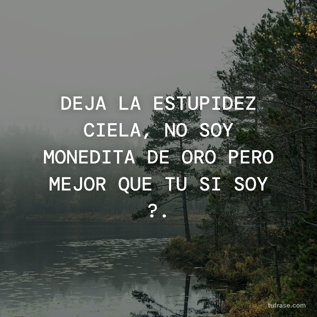 DEJA LA ESTUPIDEZ CIELA, NO SOY MONEDITA DE ORO PERO MEJOR QUE TU SI SOY ?.
