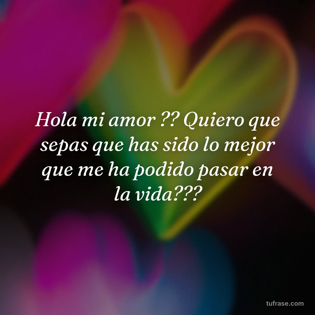 Hola mi amor ?? Quiero que sepas que has sido lo mejor que me ha podido pasar en la vida???