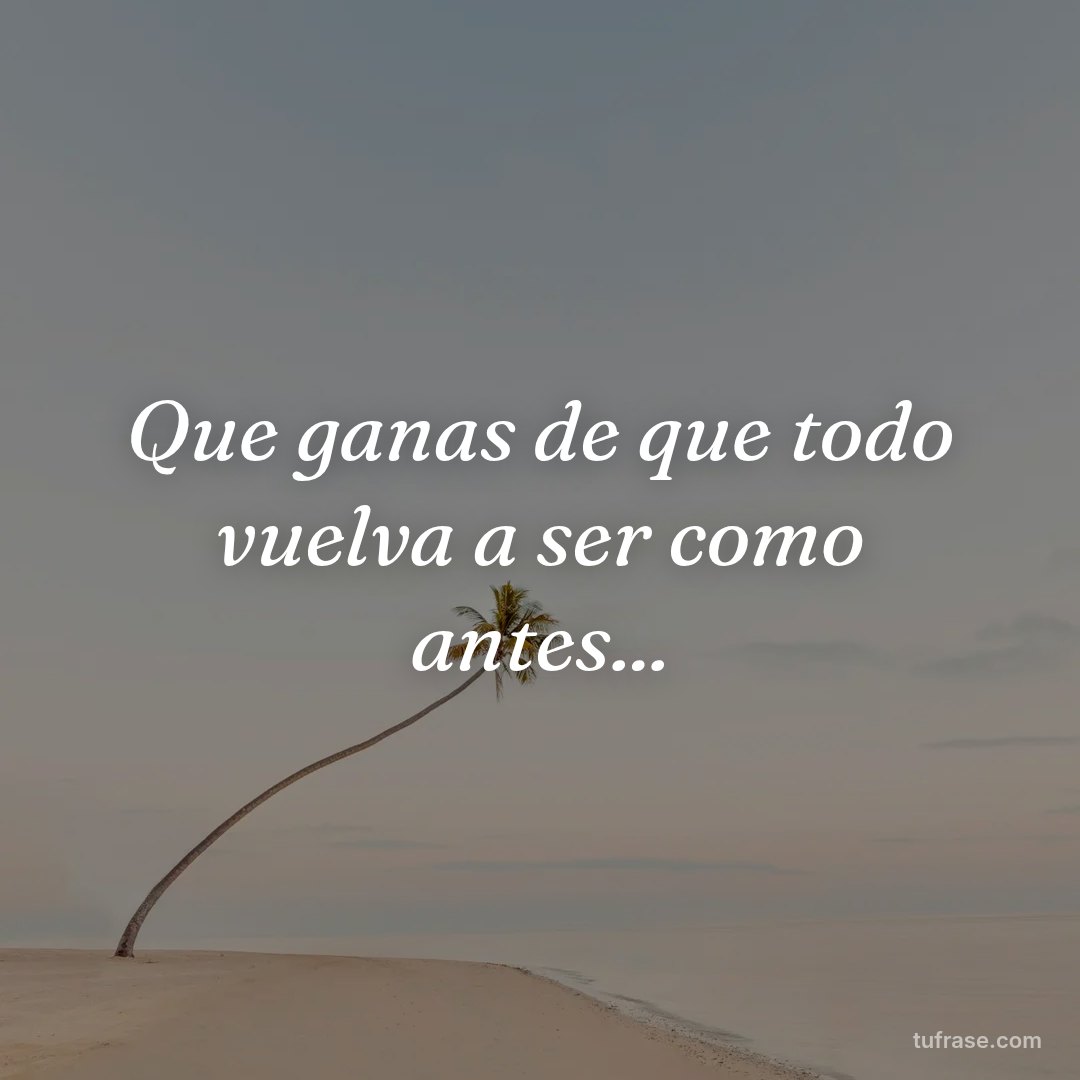 Que ganas de que todo vuelva a ser como antes...