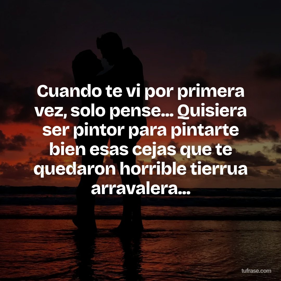 Cuando te vi por primera vez, solo pense... Quisiera ser pintor para pintarte bien esas cejas que te quedaron horrible tierrua arravalera...