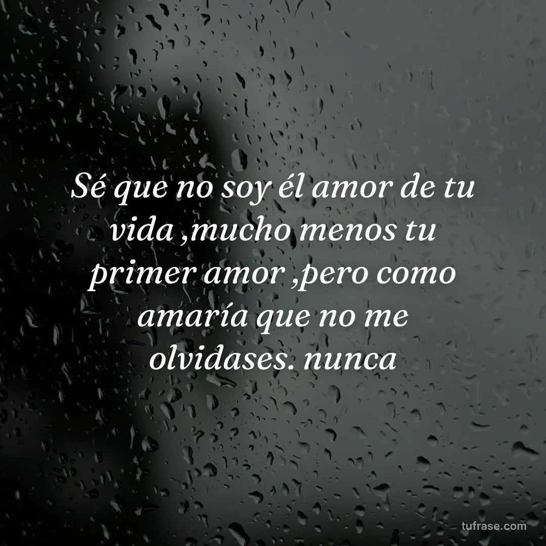 Sé que no soy él amor de tu vida ,mucho menos tu primer amor ,pero como amaría que no me olvidases. nunca