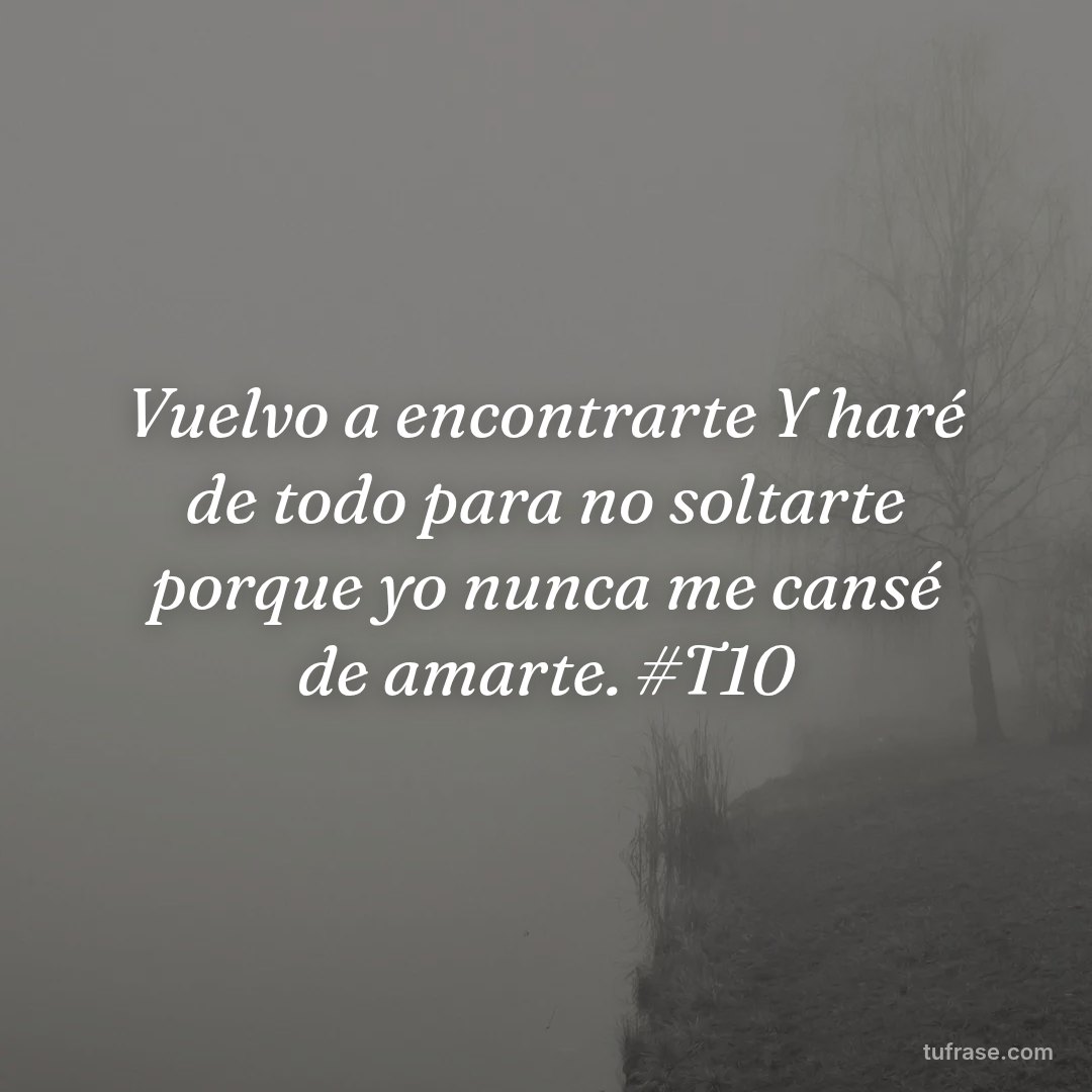 Vuelvo a encontrarte Y haré de todo para no soltarte porque yo nunca me cansé de amarte. #T10