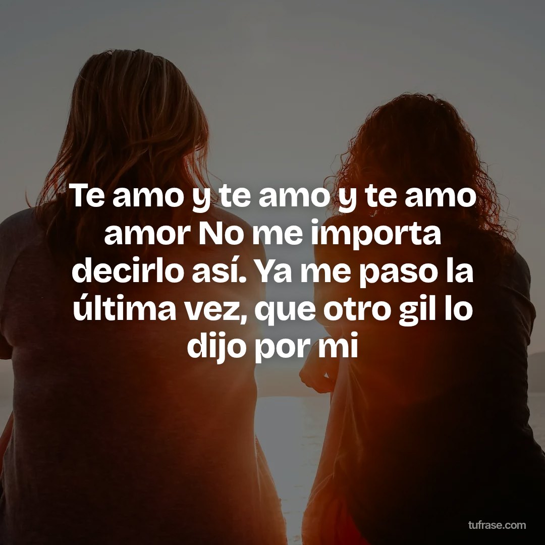 Te amo y te amo y te amo amor No me importa decirlo así. Ya me paso la última vez, que otro gil lo dijo por mi