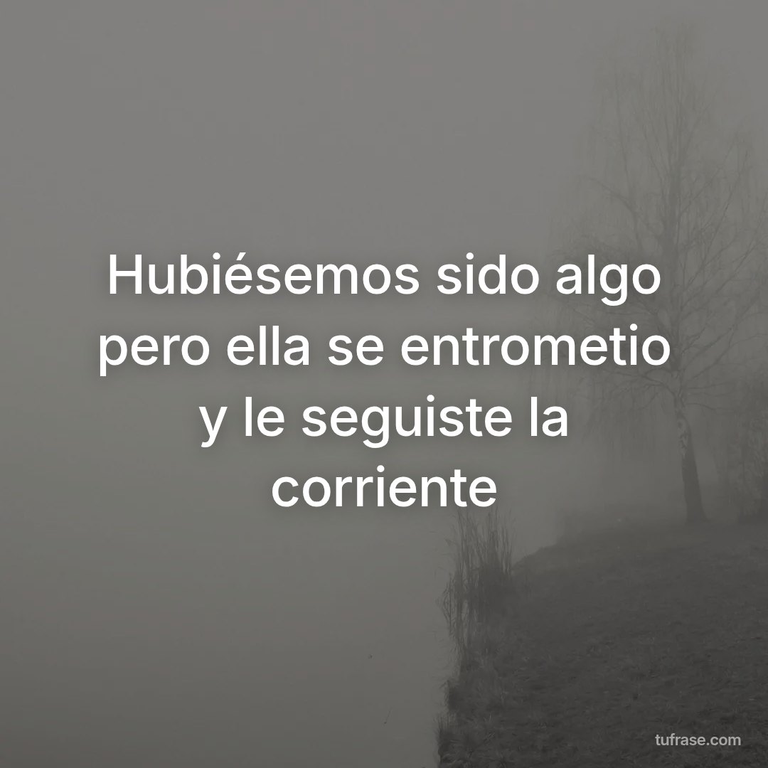 Hubiésemos sido algo pero ella se entrometio y le seguiste la corriente
