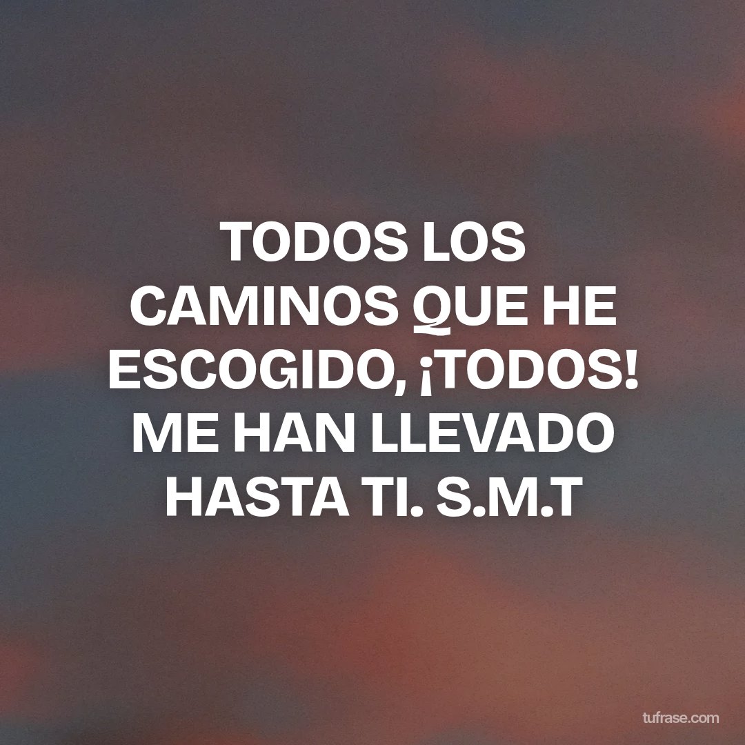 TODOS LOS CAMINOS QUE HE ESCOGIDO, ¡TODOS! ME HAN LLEVADO HASTA TI. S.M.T
