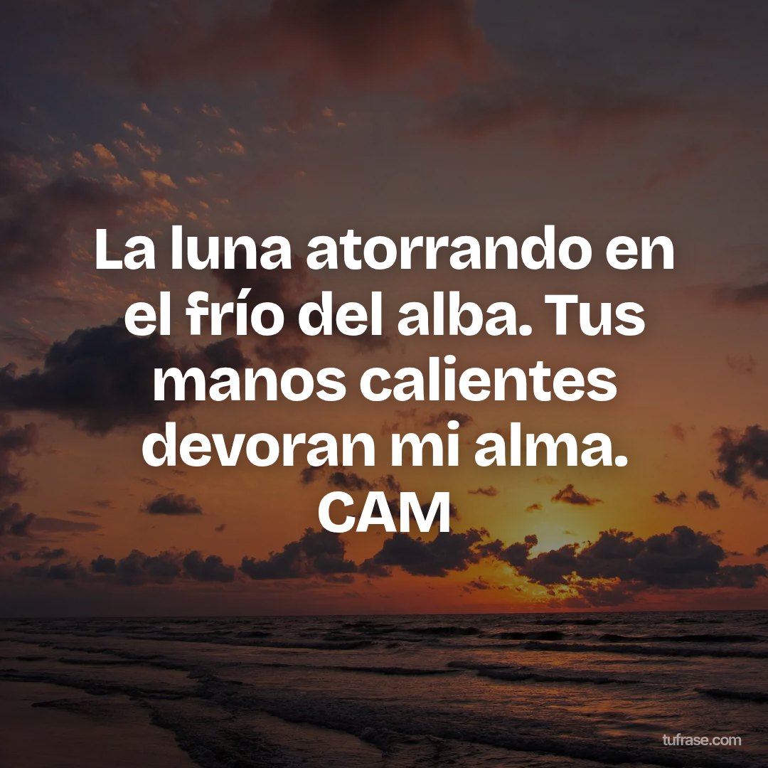 La luna atorrando en el frío del alba. Tus manos calientes devoran mi alma. CAM