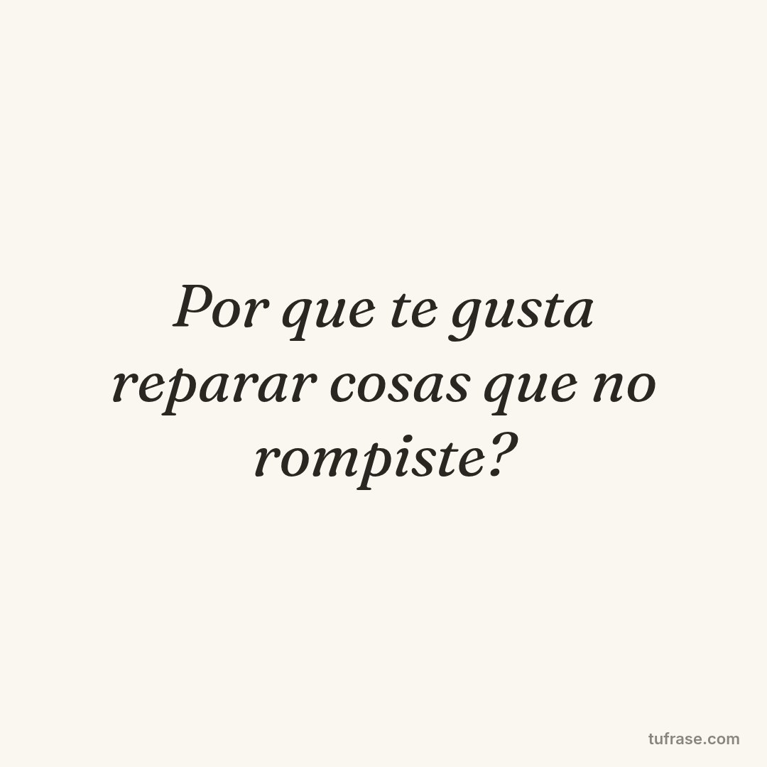 Por que te gusta reparar cosas que no rompiste?