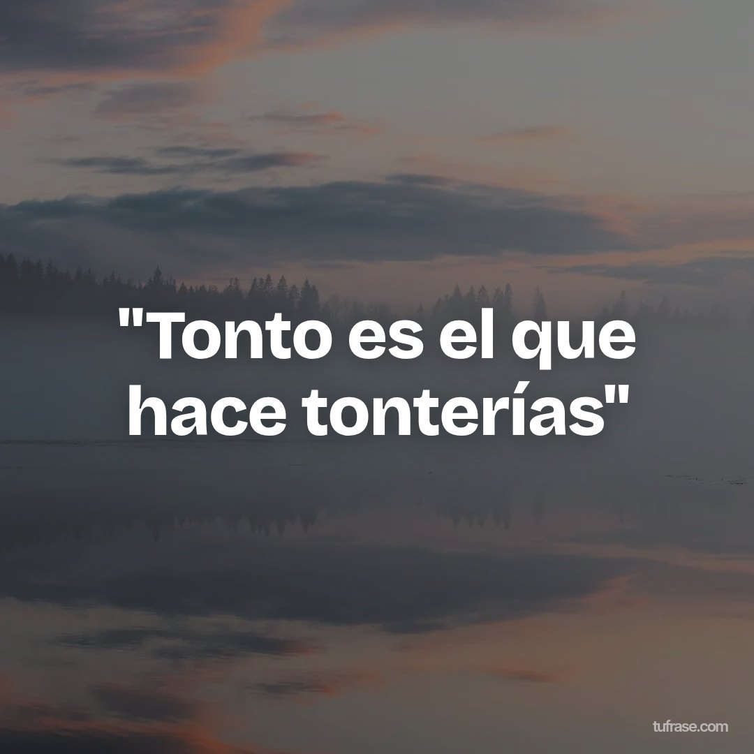 "Tonto es el que hace tonterías"