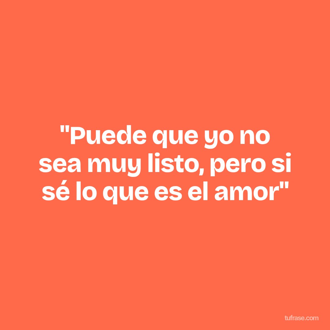 "Puede que yo no sea muy listo, pero si sé lo que es el amor"
