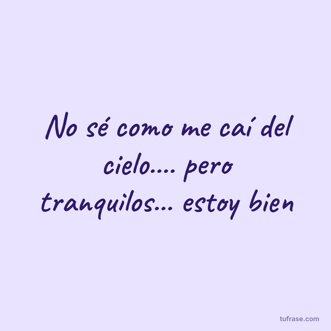 No sé como me caí del cielo.... pero tranquilos... estoy bien