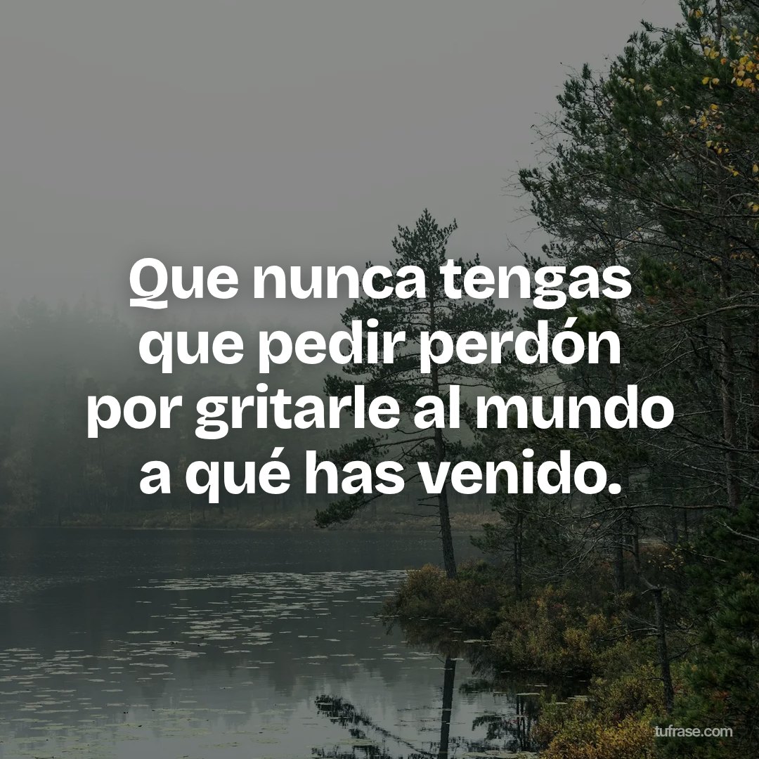 Que nunca tengas que pedir perdón por gritarle al mundo a qué has venido.