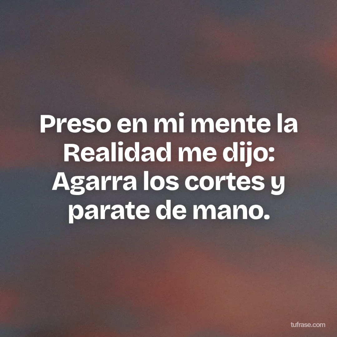 Preso en mi mente la Realidad me dijo: Agarra los cortes y parate de mano.
