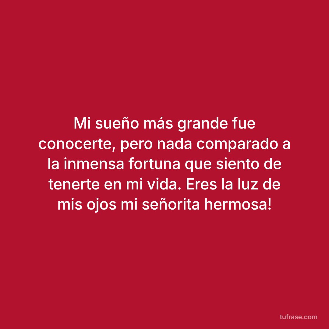 Mi sueño más grande fue conocerte, pero nada comparado a la inmensa fortuna que siento de tenerte en mi vida. Eres la luz de mis ojos mi señorita hermosa!