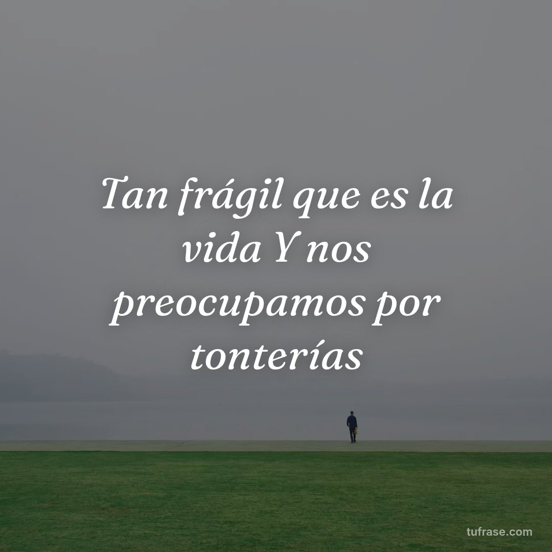 Tan frágil que es la vida Y nos preocupamos por tonterías