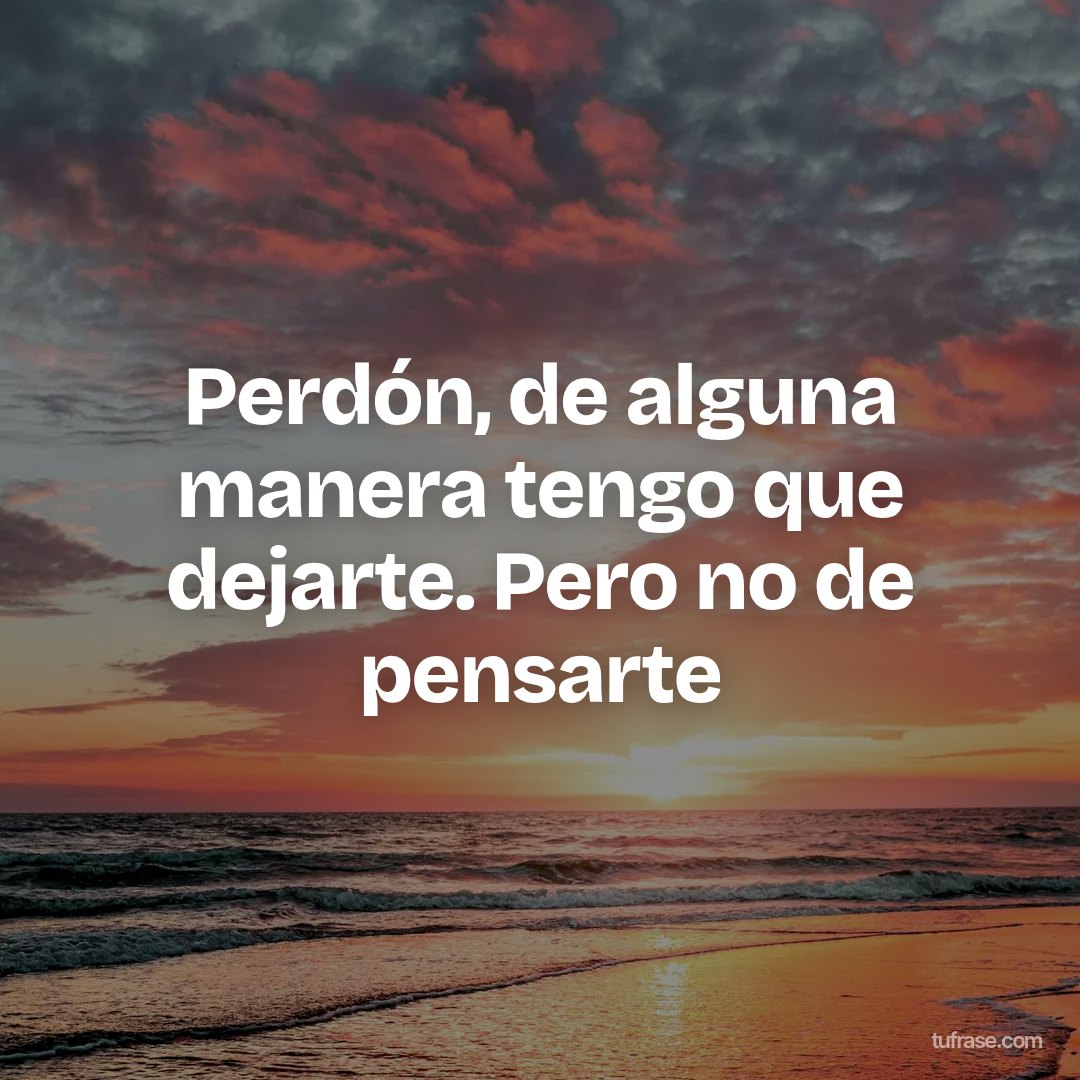 Perdón, de alguna manera tengo que dejarte. Pero no de pensarte