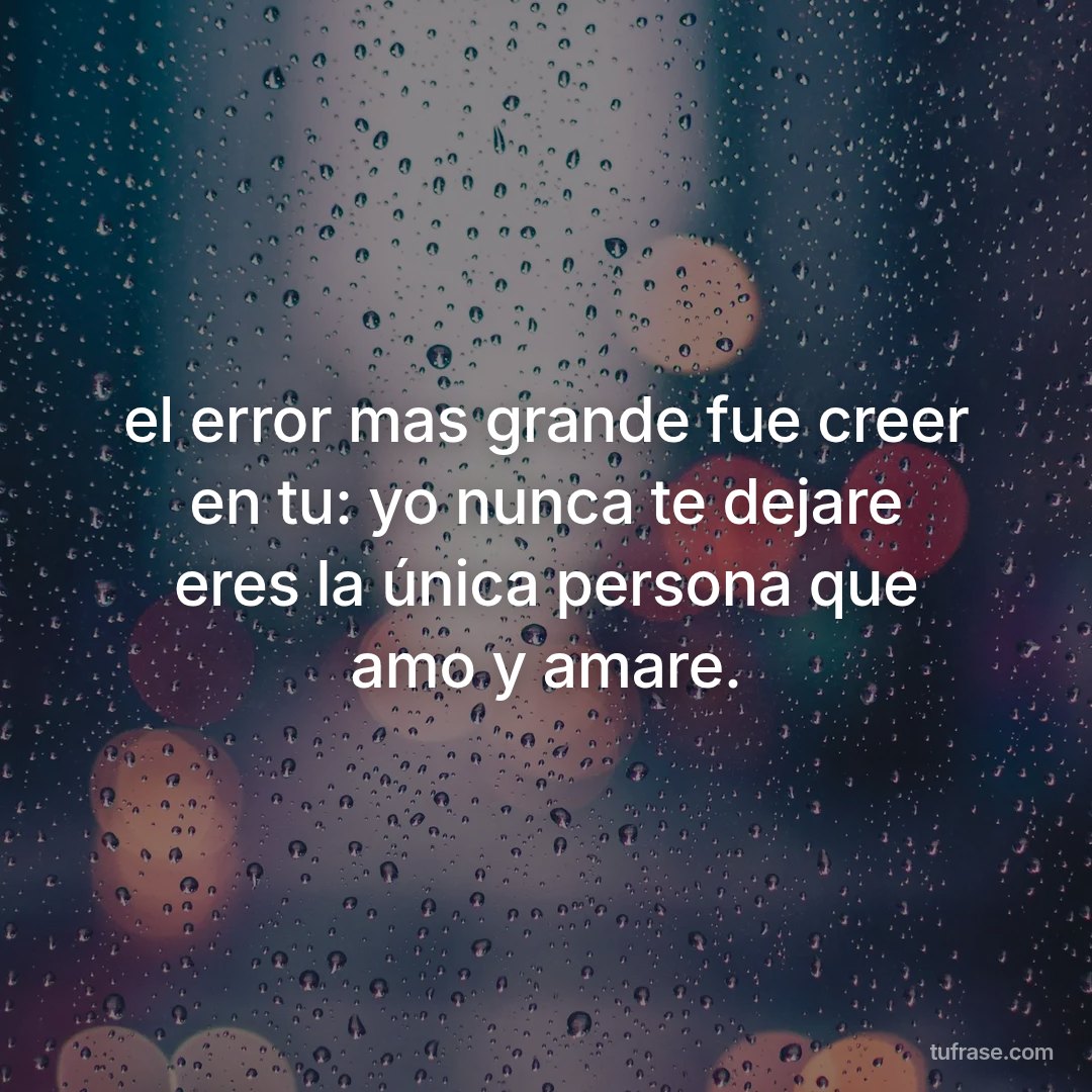 el error mas grande fue creer en tu: yo nunca te dejare eres la única persona que amo y amare.