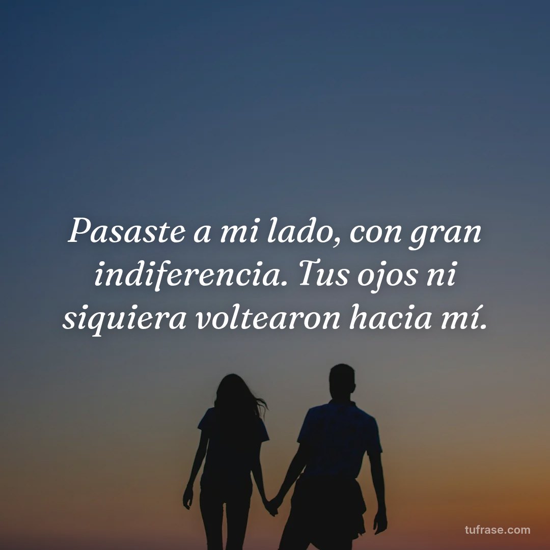 Pasaste a mi lado, con gran indiferencia. Tus ojos ni siquiera voltearon hacia mí.