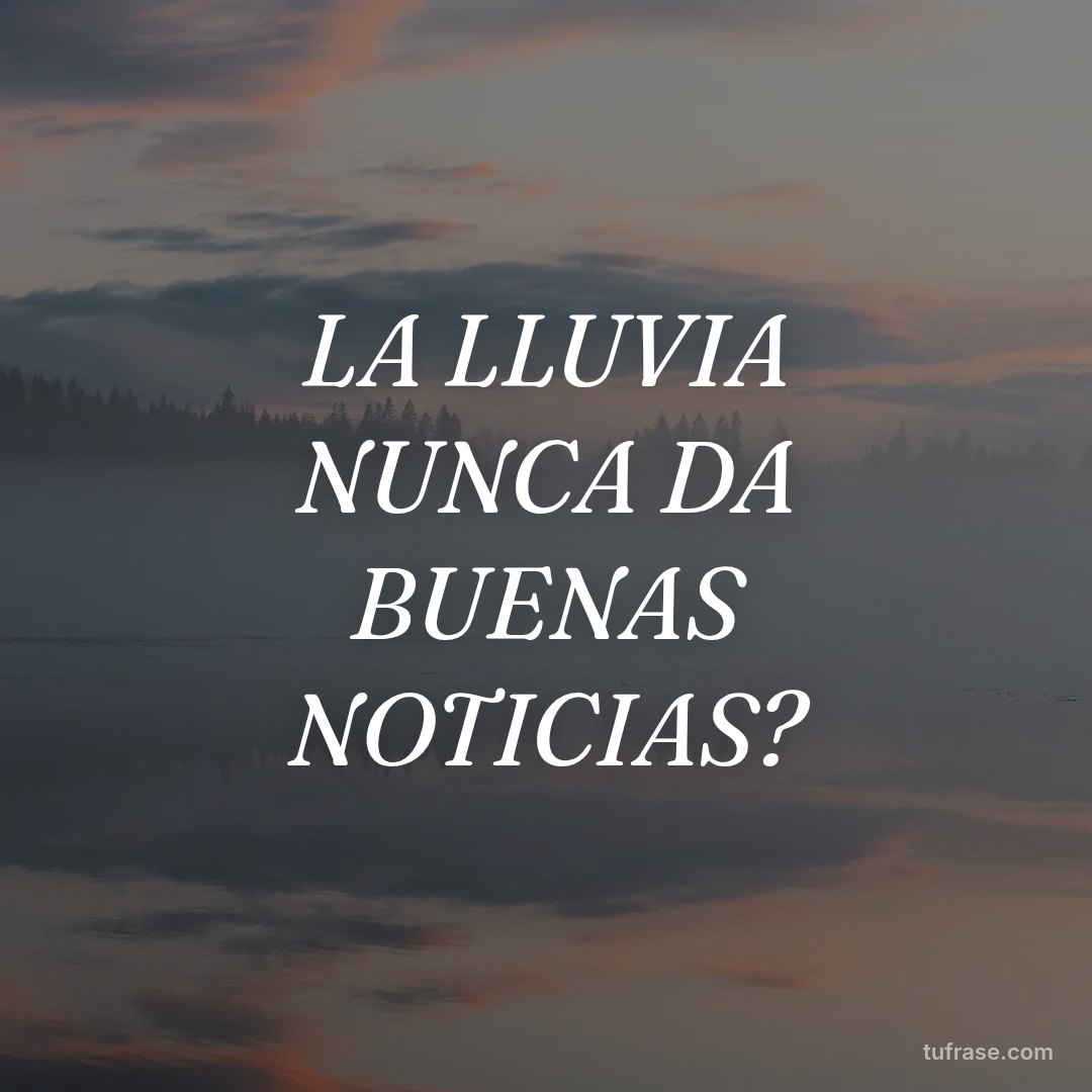 LA LLUVIA NUNCA DA BUENAS NOTICIAS?