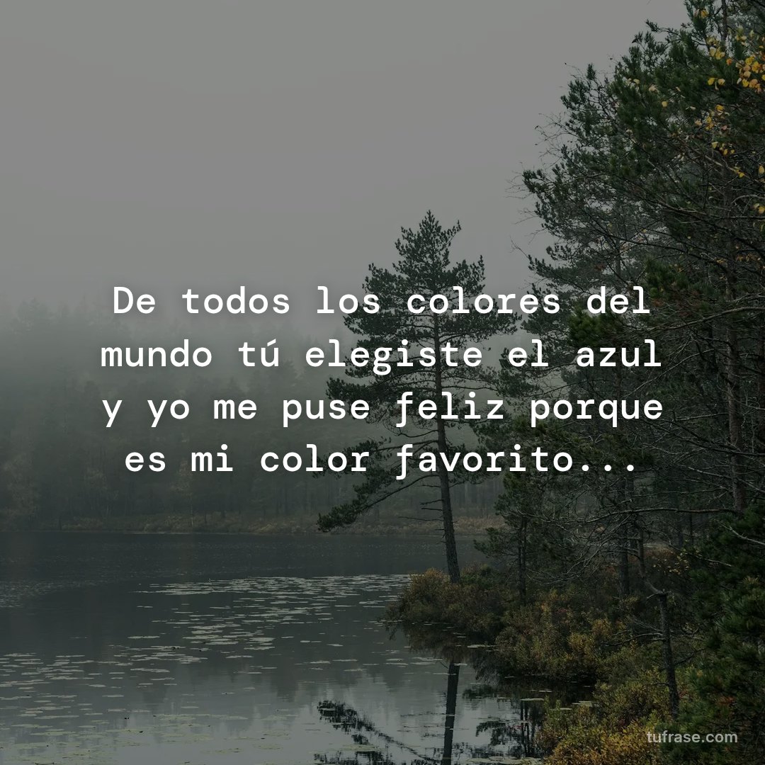 De todos los colores del mundo tú elegiste el azul y yo me puse feliz porque es mi color favorito...