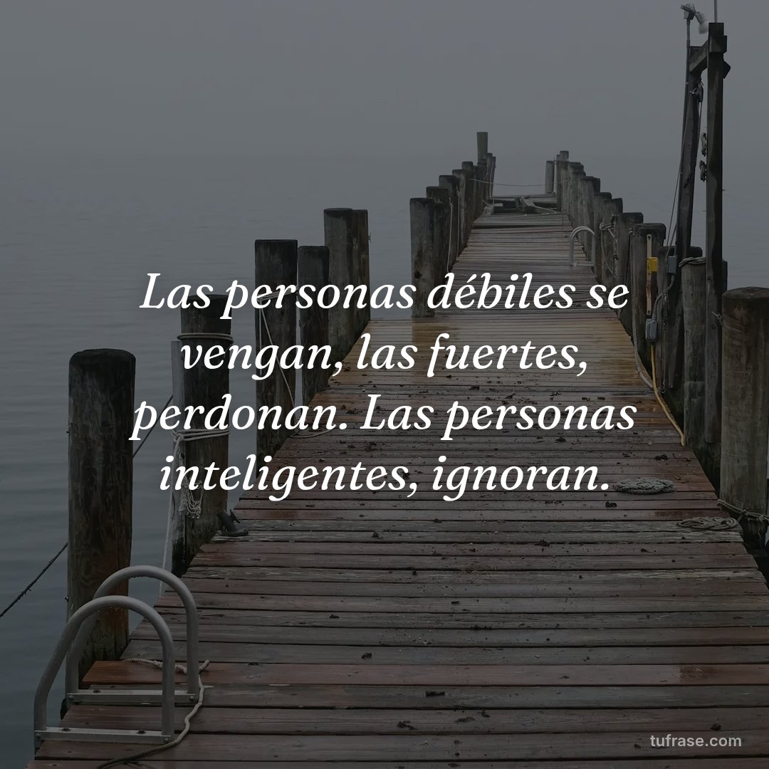Las personas débiles se vengan, las fuertes, perdonan. Las personas inteligentes, ignoran.