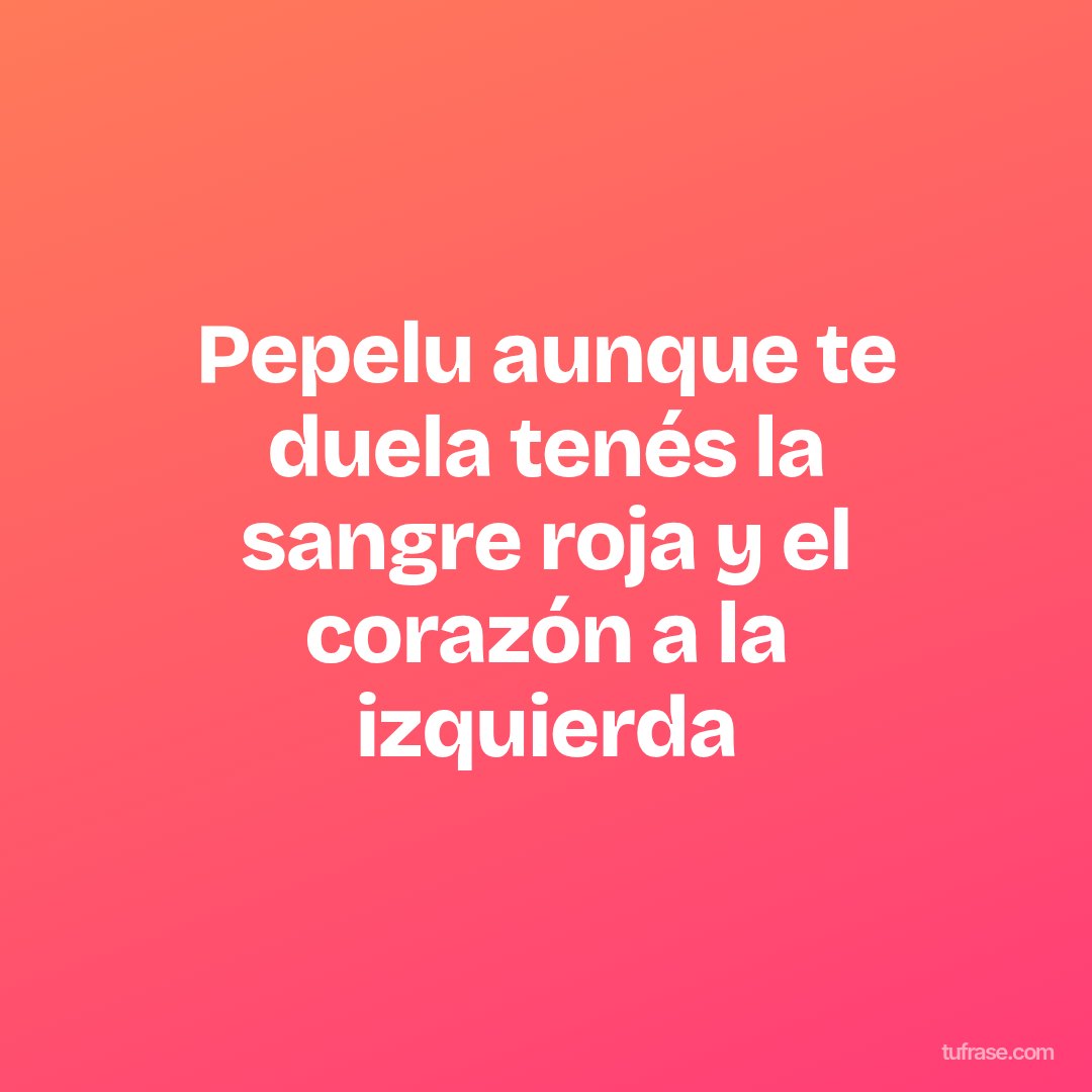 Pepelu aunque te duela tenés la sangre roja y el corazón a la izquierda