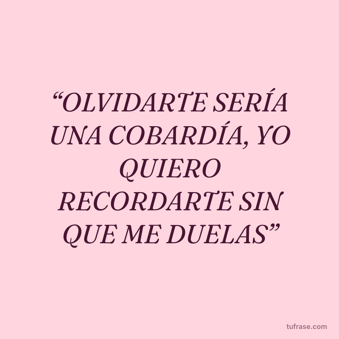 “OLVIDARTE SERÍA UNA COBARDÍA, YO QUIERO RECORDARTE SIN QUE ME DUELAS”