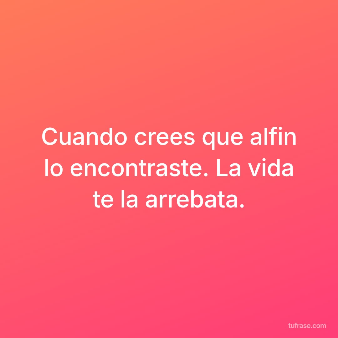 Cuando crees que alfin lo encontraste. La vida te la arrebata.