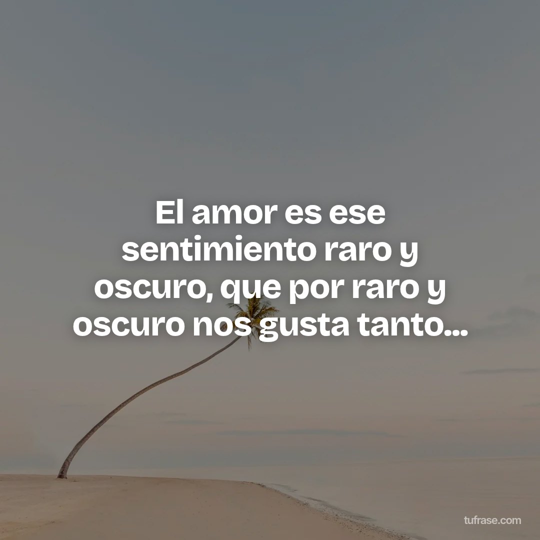 El amor es ese sentimiento raro y oscuro, que por raro y oscuro nos gusta tanto...