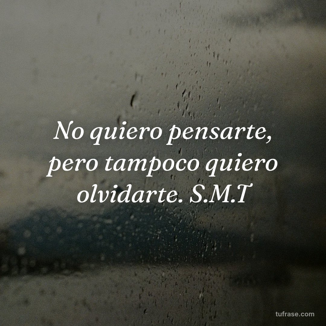 No quiero pensarte, pero tampoco quiero olvidarte. S.M.T