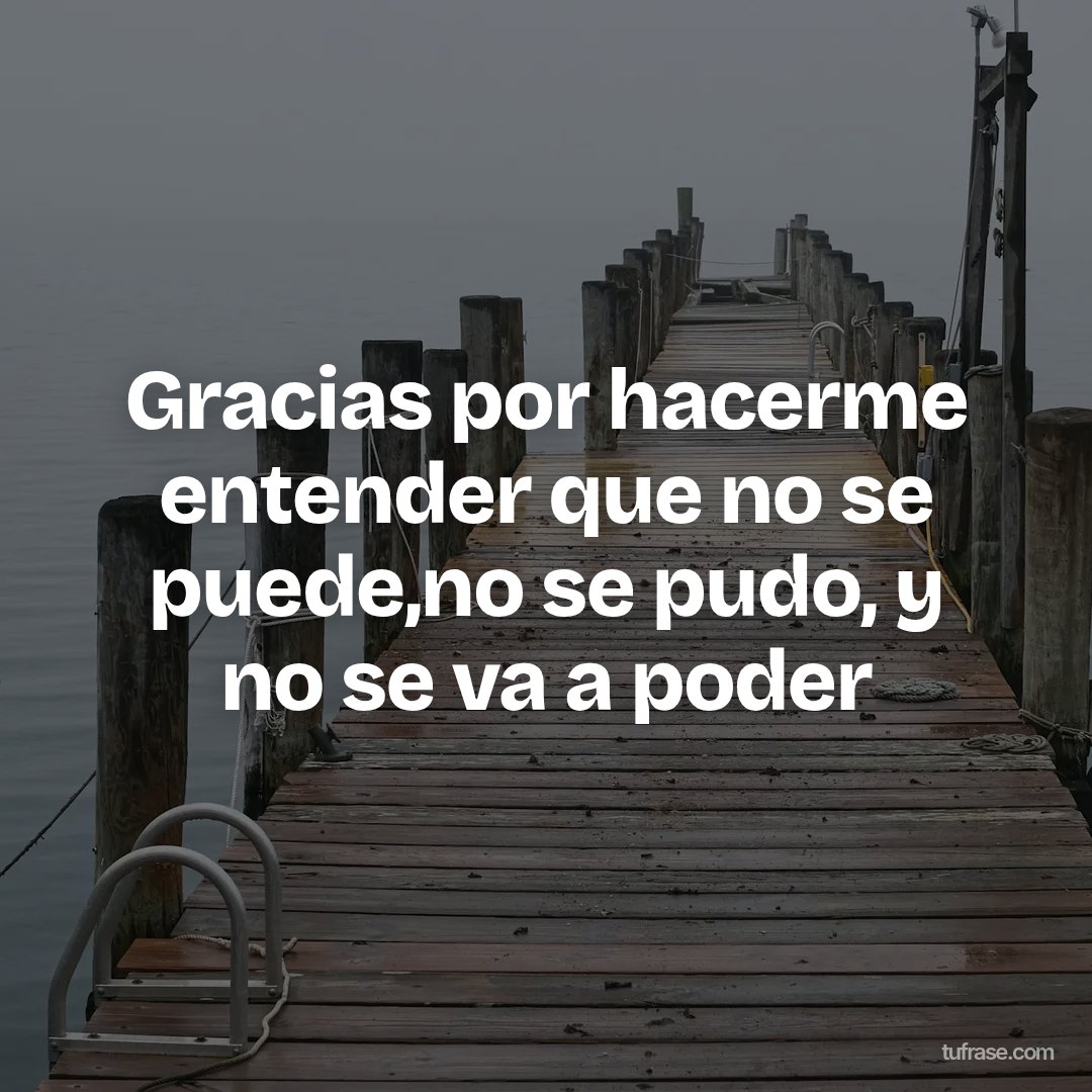 Gracias por hacerme entender que no se puede,no se pudo, y no se va a poder
