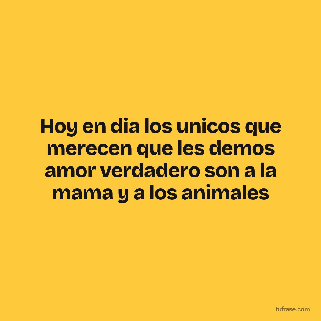 Hoy en dia los unicos que merecen que les demos amor verdadero son a la mama y a los animales