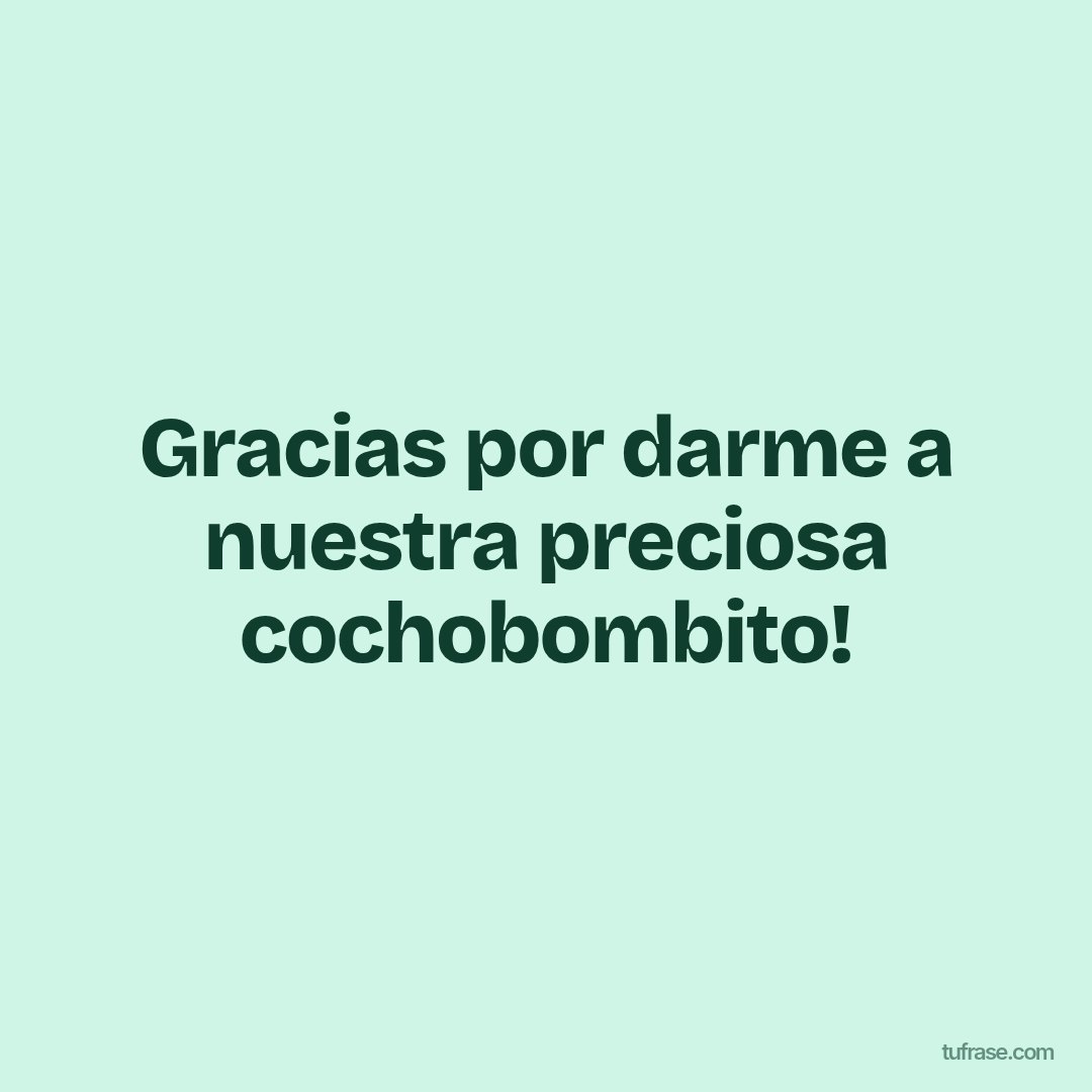 Gracias por darme a nuestra preciosa cochobombito!