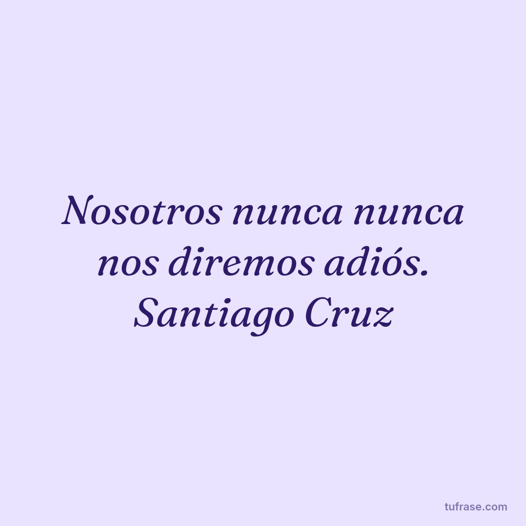 Nosotros nunca nunca nos diremos adiós. Santiago Cruz