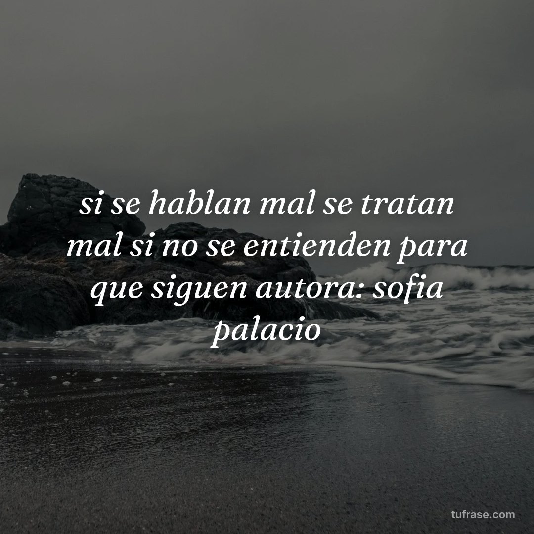 si se hablan mal se tratan mal si no se entienden para que siguen autora: sofia palacio
