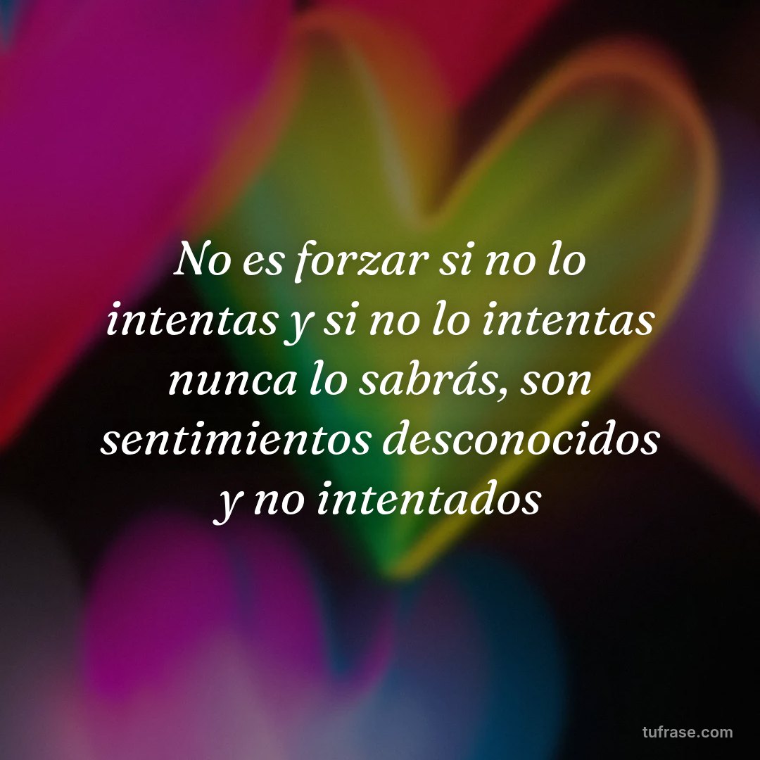 No es forzar si no lo intentas y si no lo intentas nunca lo sabrás, son sentimientos desconocidos y no intentados