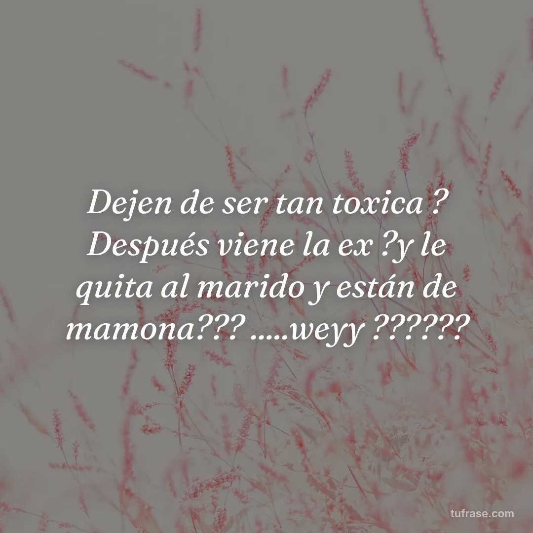 Dejen de ser tan toxica ? Después viene la ex ?y le quita al marido y están de mamona??? .....weyy ??????