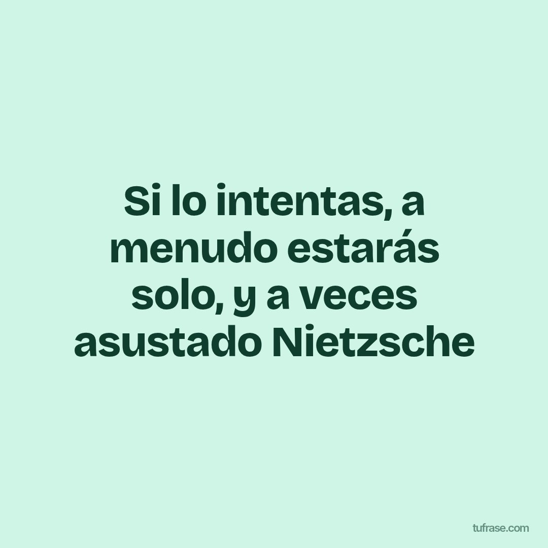 Si lo intentas, a menudo estarás solo, y a veces asustado Nietzsche