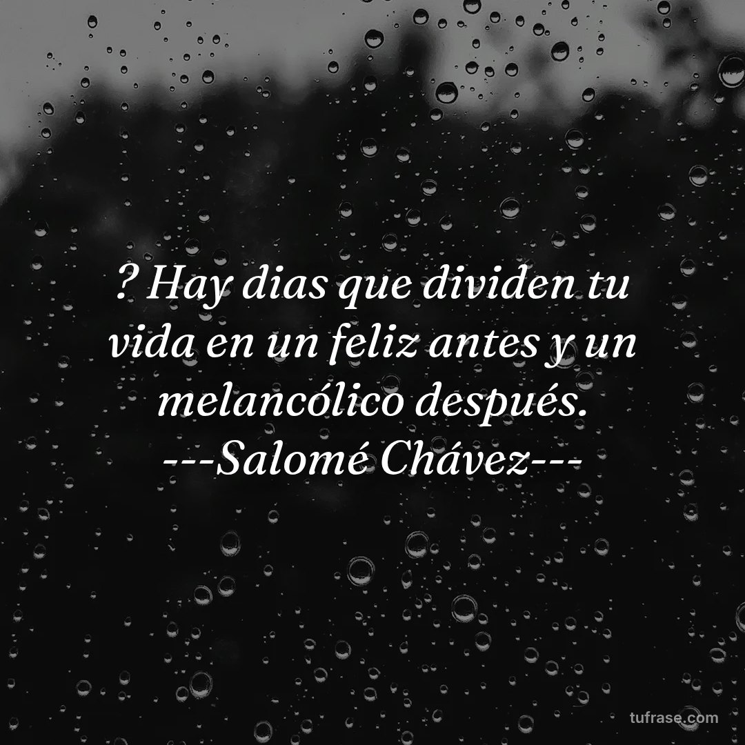 ? Hay dias que dividen tu vida en un feliz antes y un melancólico después. ---Salomé Chávez---