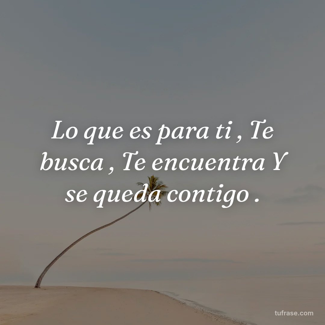 Lo que es para ti , Te busca , Te encuentra Y se queda contigo .