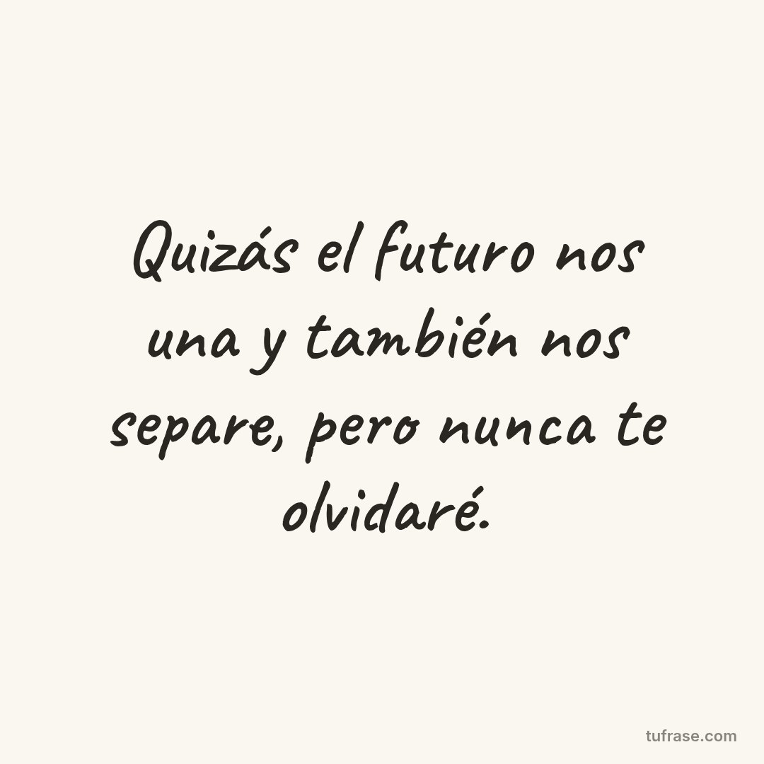 Quizás el futuro nos una y también nos separe, pero nunca te olvidaré.