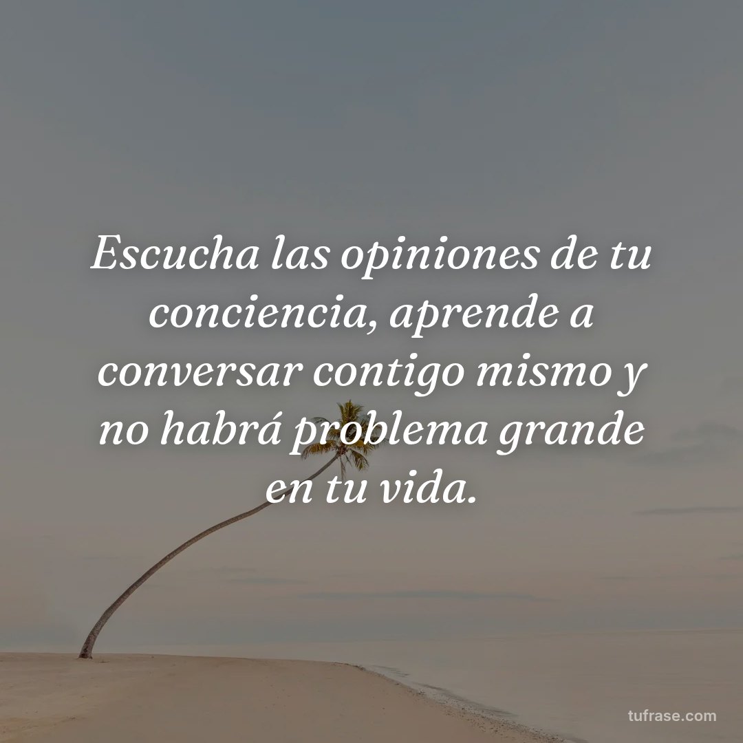 Escucha las opiniones de tu conciencia, aprende a conversar contigo mismo y no habrá problema grande en tu vida.