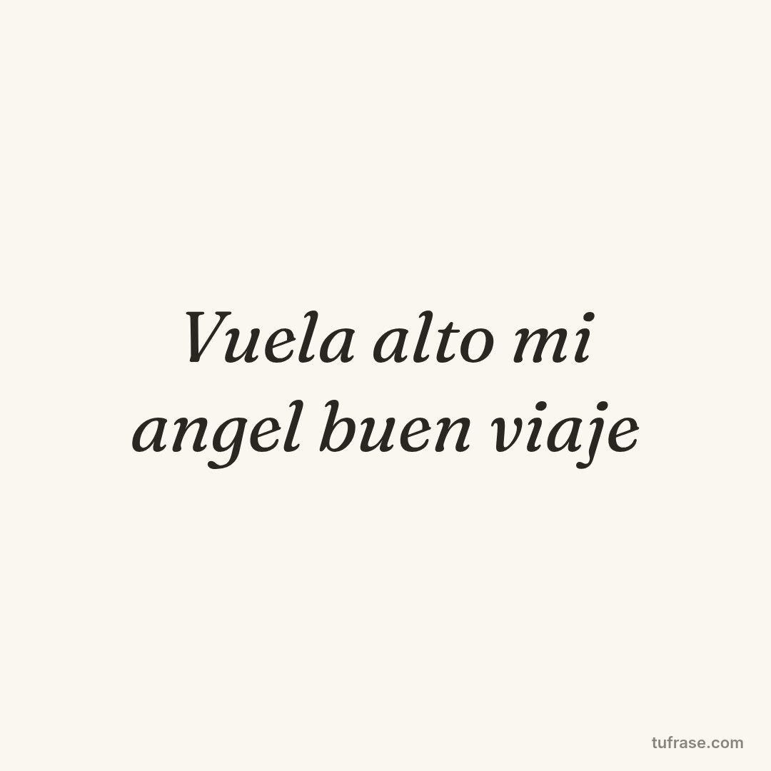 Vuela alto mi angel buen viaje
