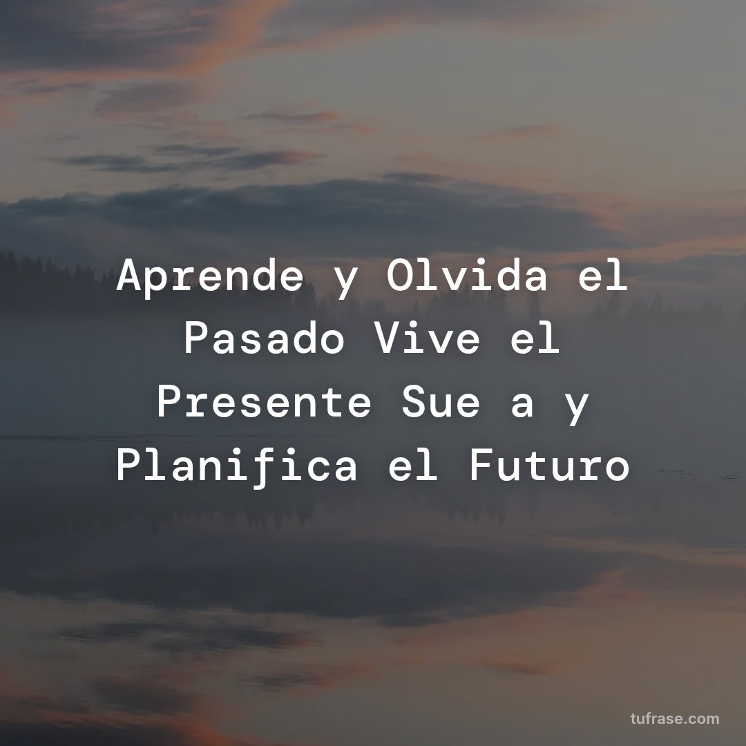 Aprende y Olvida el Pasado Vive el Presente Sueña y Planifica el Futuro